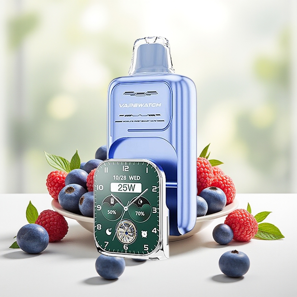 JNR VapeWatch 30000 Puffs Блакитна Малина Лід, 1000mAh, 19мл, 5%, Type-C