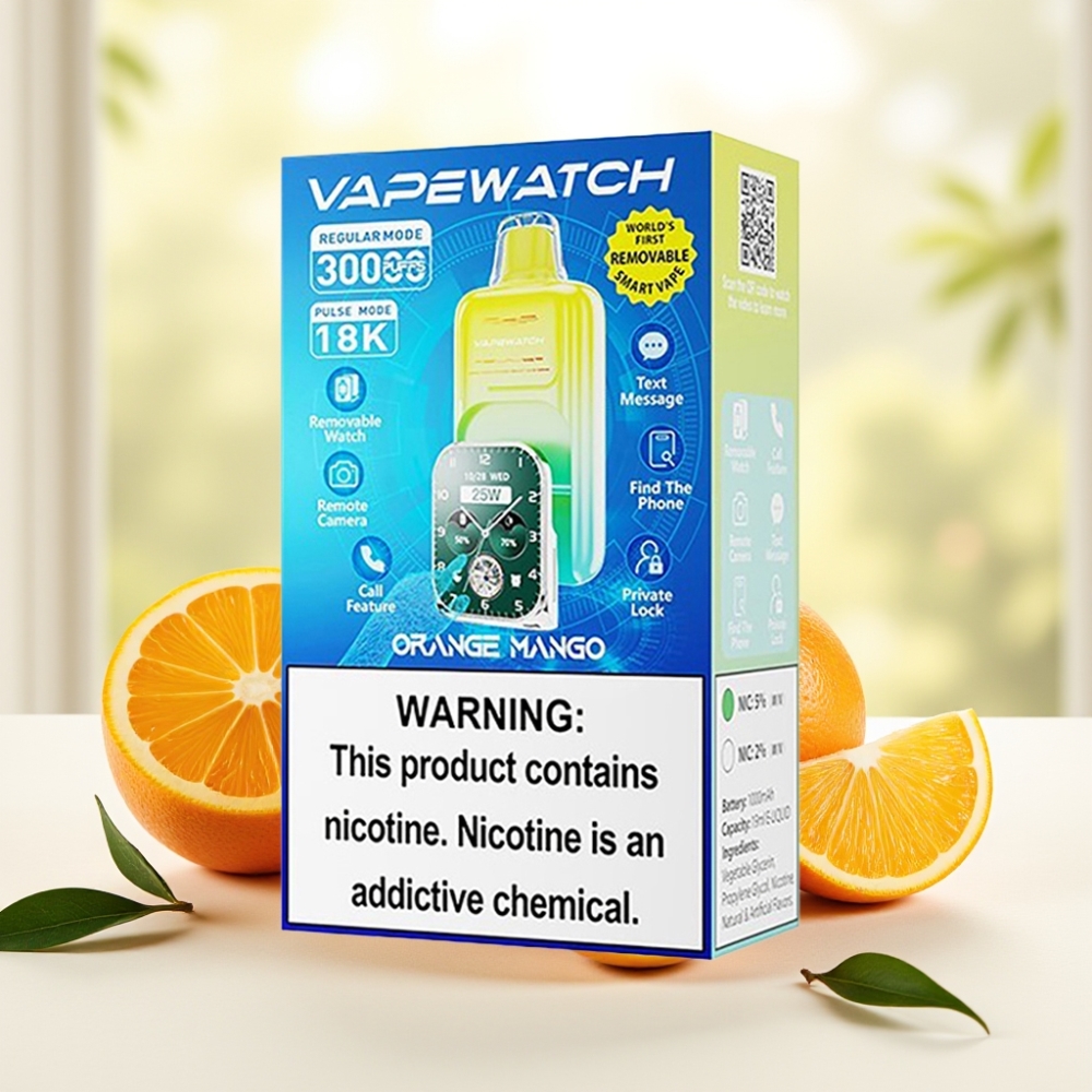 JNR VapeWatch 30000 Puffs Апельсин Манго, 1000mAh, 19мл, Dual Mesh Coil, Type-C