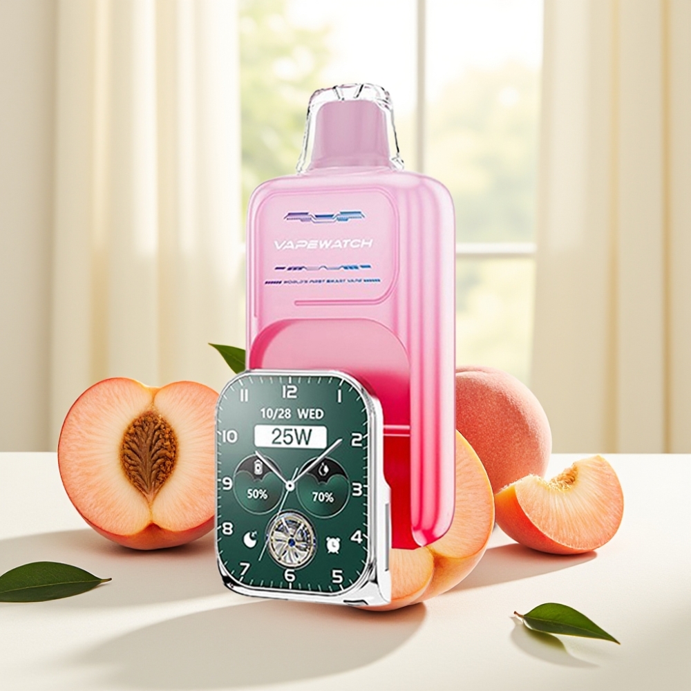 JNR VapeWatch 30000 Puffs Персик Джорджії 1000mAh 19mL 5% Dual Mesh Coil Type-C