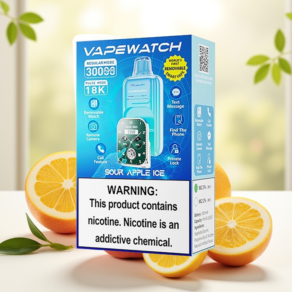 JNR VapeWatch 30000 Puffs Кисло-Яблучний Лід 30000 тяг 1000mAh 19mL 5% Dual Mesh Coil Type-C