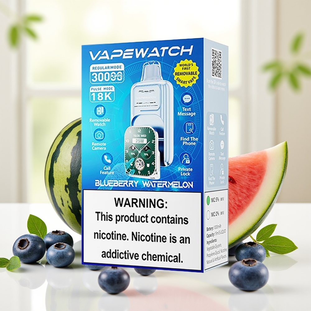 JNR VapeWatch 30000 Puffs Blueberry Watermelon 1000mAh 19mL 5% Dual Mesh Coil Type-C