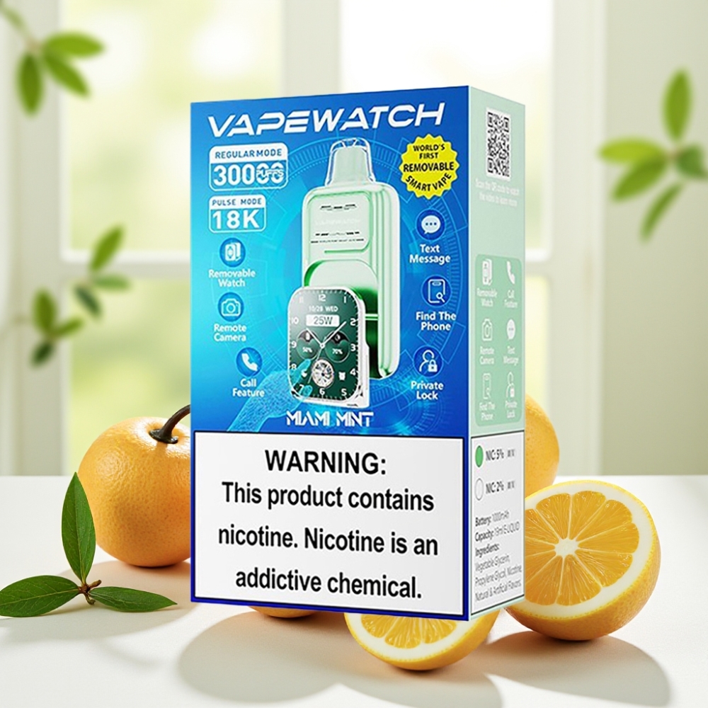 JNR VapeWatch 30000 Puffs Miami Mint, 30 000 затяжок, 1000mAh, 19мл, 5%