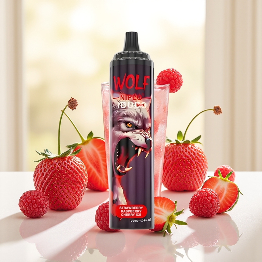 JNR Wolf Niplo 10000 Puffs Полуниця Малина Вишня Лід 10000 Затяжок 1.0 Ом 650mAh 20ml