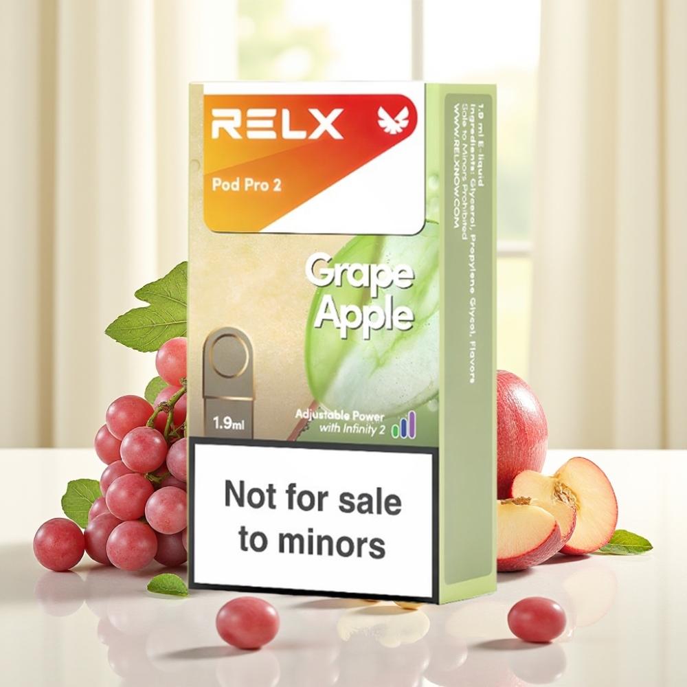 RELX Pod Pro 2 600 затягів 0% нікотину 1.9мл Виноград Яблуко