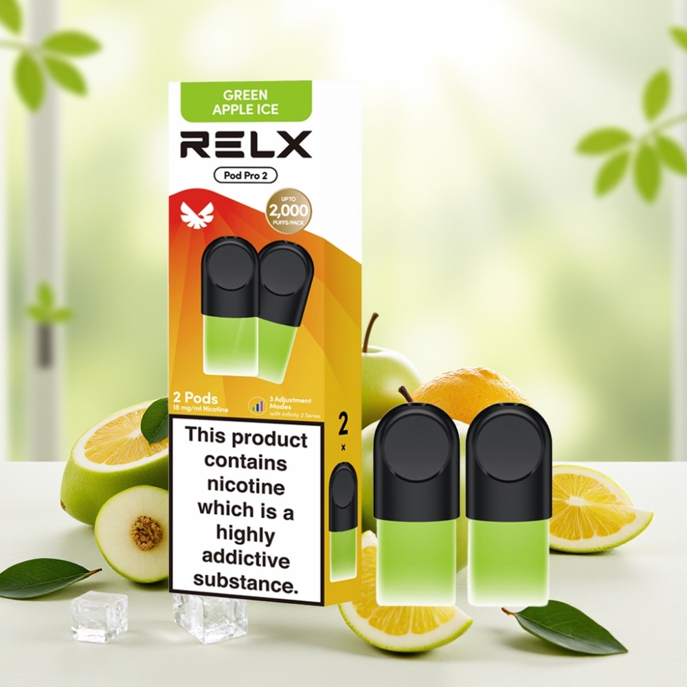 RELX Pod Pro 2 600 затяжок 1.8% нікотину 1.9мл Зелоне яблуко лід