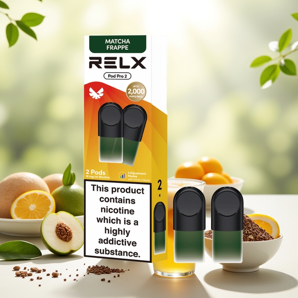 RELX Pod Pro 2 600 затяжок 1.8% нікотину 1.9мл Чай-Матча Фраппе 3 режими напруги