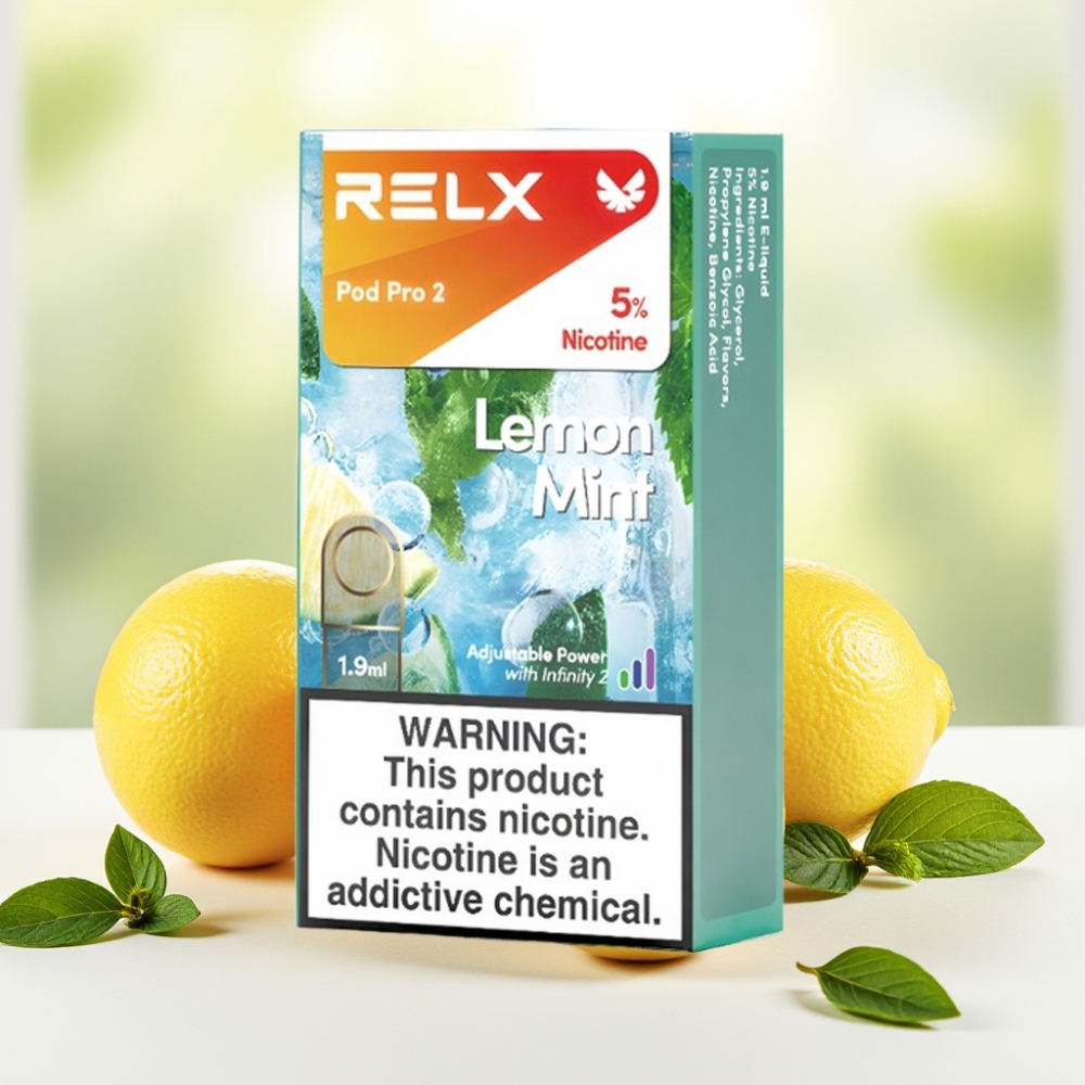 RELX Pod Pro 2 Лимонна М’ята 600 тяг 5% нікотину 1.9мл 3 режими напруги