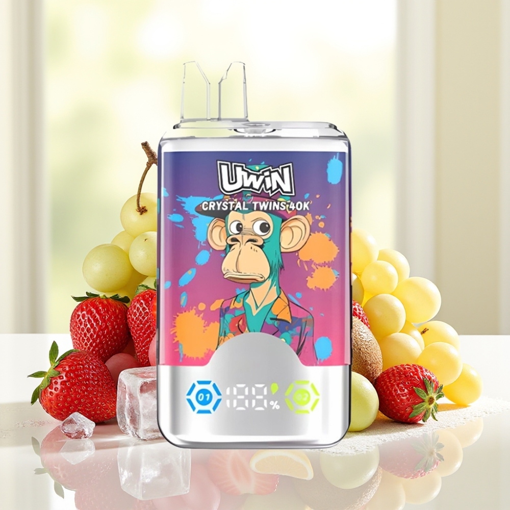 UWIN Crystal Twins 40000 Puffs Полуниця Ківі Виноград Лід, 32мл, 850мАг, Type-C, 0.6Ω