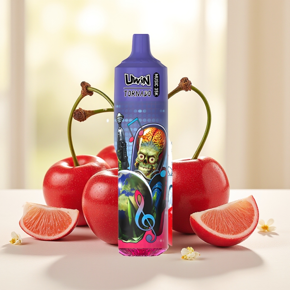 Uwin Tornado 35K Music Disposable Vape Вишнева Кола 35000 тяг, 0%/2%/3%/5% нікотину, 600mAh, Type-C