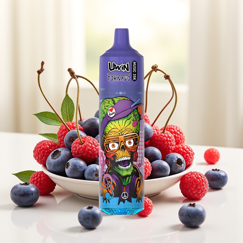 Uwin Tornado 35K Music Disposable Vape Чорниця Вишня Журавлина до 35000 тяг акумулятор 600mAh тип-C 1.0 Ом