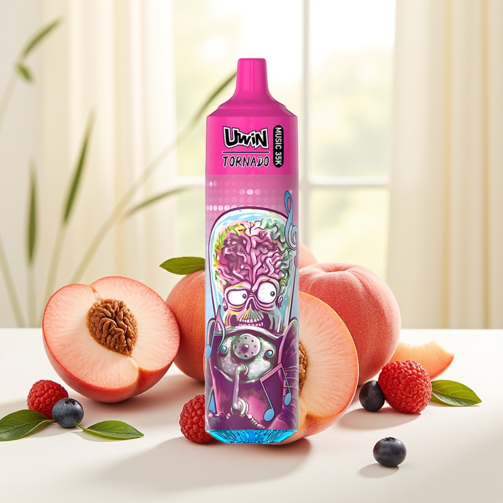 Uwin Tornado 35K Music Disposable Vape Персик Ягода 35000 тяг 600mAh Type-C
