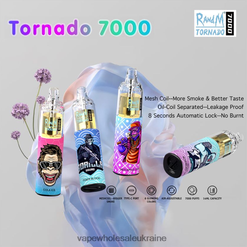 Vape Wholesale Ukraine одноразовий NDN6FT1 RandM Tornado 7000 5%